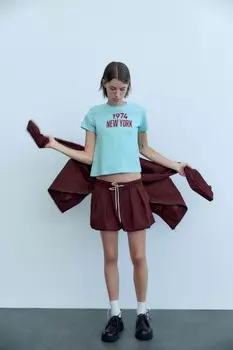 Футболка с лозунгом ZARA, бирюзовый