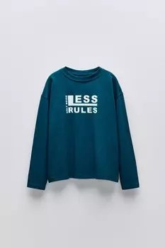 Футболка с лозунгом ZARA, цвет duck blue