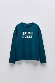 Футболка с лозунгом ZARA, цвет duck blue