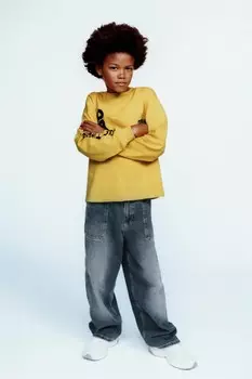 Футболка с лозунгом ZARA, цвет mustard