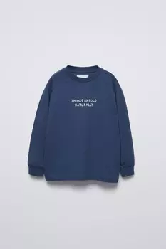 Футболка с лозунгом ZARA, голубоватый