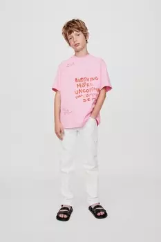 Футболка с лозунгом ZARA, розовый
