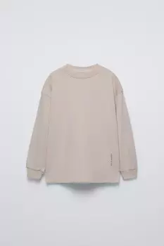 Футболка с лозунгом ZARA, серо-коричневый