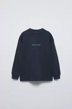 Футболка с лозунгом ZARA, темно-синий