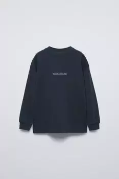 Футболка с лозунгом ZARA, темно-синий