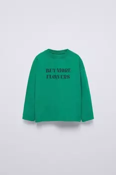 Футболка с лозунгом ZARA, зеленый
