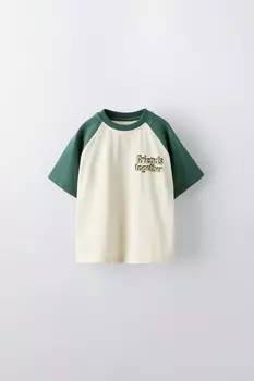 Футболка с лозунгом ZARA, зеленый