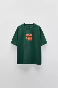 Футболка с лозунгом ZARA, зеленый