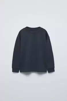 Футболка с лозуном из тяжелого джерси ZARA, голубоватый