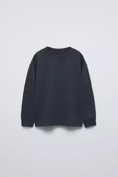 Футболка с лозуном из тяжелого джерси ZARA, голубоватый