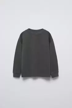 Футболка с лозуном из тяжелого джерси ZARA, антрацитово-серый