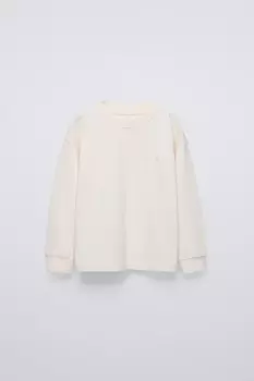 Футболка с лозуном из тяжелого джерси ZARA, экрю