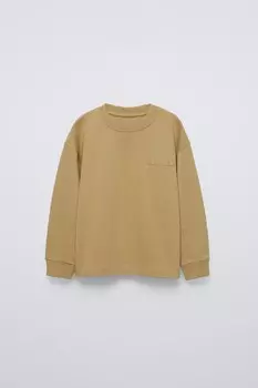 Футболка с лозуном из тяжелого джерси ZARA, оливково-зеленый