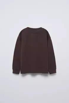 Футболка с лозуном из тяжелого джерси ZARA, цвет chocolate