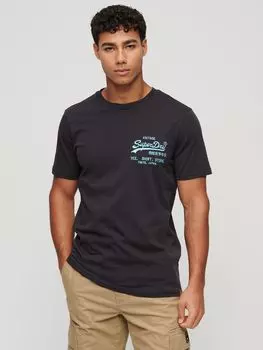 Футболка с маленьким логотипом Superdry Neon Vintage, черная