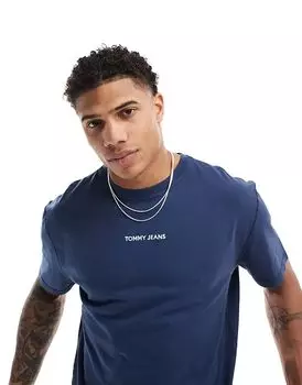 Футболка с маленьким логотипом темно-синего цвета Tommy Jeans