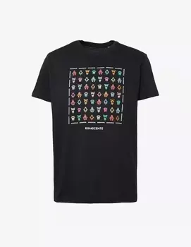 Футболка с маленькими красочными логотипами Rinascente, черный