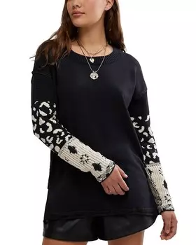 Футболка с манжетами в стиле Free People Tiger, черный