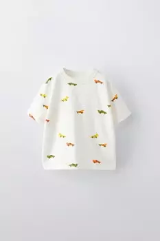 Футболка с машинками ZARA, белый