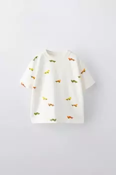 Футболка с машинками ZARA, белый