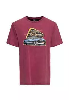 Футболка с масляной стиркой Detroit Greaser King Kerosin, бургундия