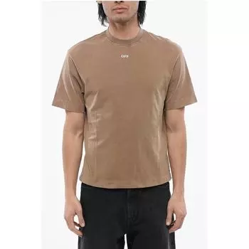 Футболка S.MATTHEW из однотонного хлопка с круглым вырезом Off-White, Brown
