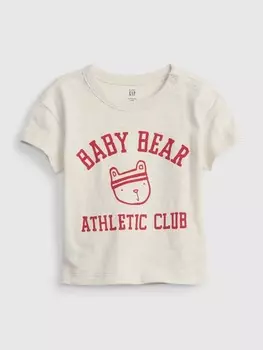 Футболка с медведем Gap, бежевый