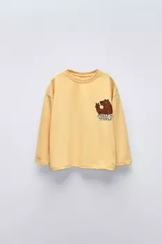 Футболка с медведем ZARA, желтый