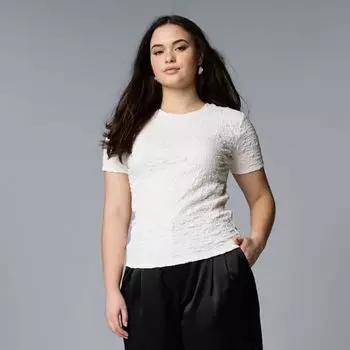 Футболка с мелким узором Simply Vera Vera Wang, цвет whisper white