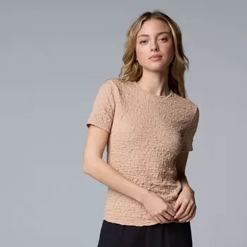 Футболка с мелким узором Simply Vera Vera Wang, цвет warm taupe