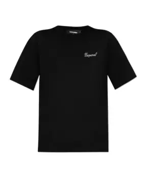 Футболка с мерцающими кристаллами Dsquared2, черный