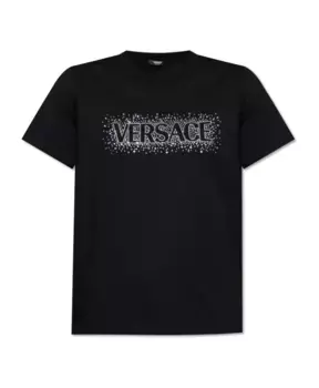 Футболка с мерцающими кристаллами Versace, черный