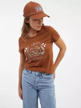 Футболка с металлическим логотипом Gap, коричневый