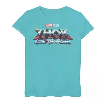 Футболка с металлическим логотипом и графическим рисунком Marvel Thor Love And Thunder для девочек 7–16 лет Marvel
