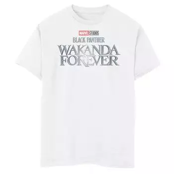 Футболка с металлическим логотипом и графическим рисунком Marvel Wakanda Forever для мальчиков 8–20 лет Licensed Character