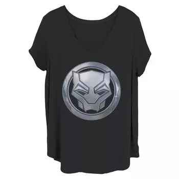 Футболка с металлическим логотипом Juniors' Plus Marvel Black Panther Sigil Licensed Character