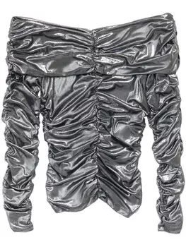 Футболка с металлическим отливом и сборками Bimba y Lola, серебряный