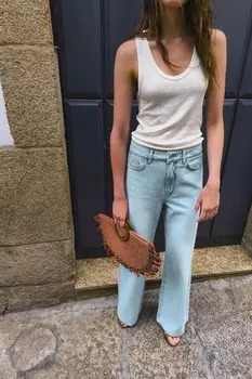 Футболка с металлическим оттенком в рубчик ZARA, состаренное золото