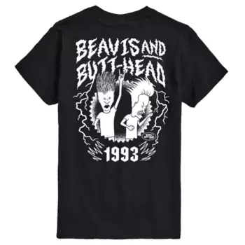 Футболка с металлическим принтом Beavis and Butt-Head 1993 для больших размеров Licensed Character, черный