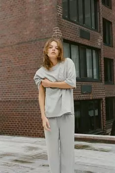 Футболка с металлизированной нитью и слоганом ZARA, серебряный
