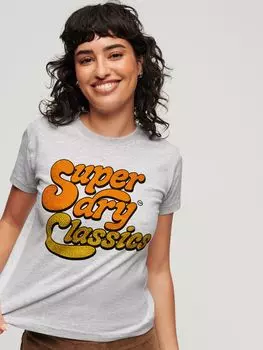 Футболка с металлизированным логотипом 70s Script Superdry, чешуйчатый серый мергель