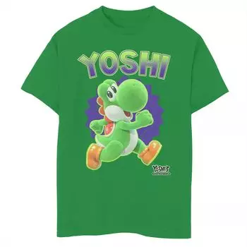 Футболка с милым портретом и рисунком Nintendo Yoshi's Crafted World Side Run для мальчиков 8–20 лет Licensed Character