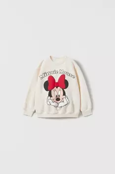 Футболка с минни маусом с тиснением disney ZARA, экру