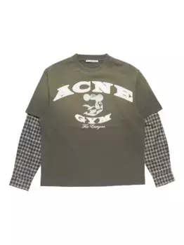 Футболка с многослойным принтом и логотипом Acne Studios, зеленый