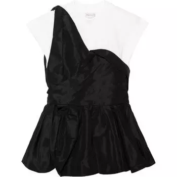Футболка с многослойными сборками Alexander McQueen, черный/белый
