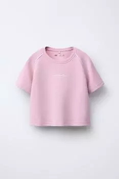 Футболка с модальным слоганом ZARA, розовый