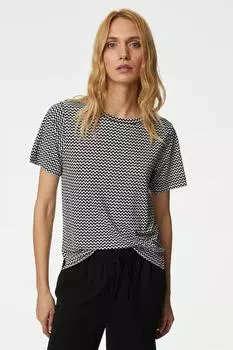 Футболка с модалом и принтом Marks & Spencer, белый