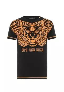 Футболка с модным принтом спереди CIPO & BAXX, черный