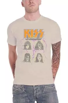 Футболка с молнией и фотографией KISS, коричневый