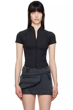 Футболка с молнией и прорезями Hyein Seo, синий